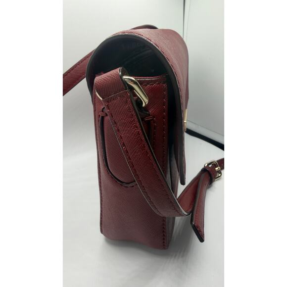 Kate Spade New York Crossbody Bag Burgundy Leather Purse Flap Shoulder Bag - Picture 4 of 14